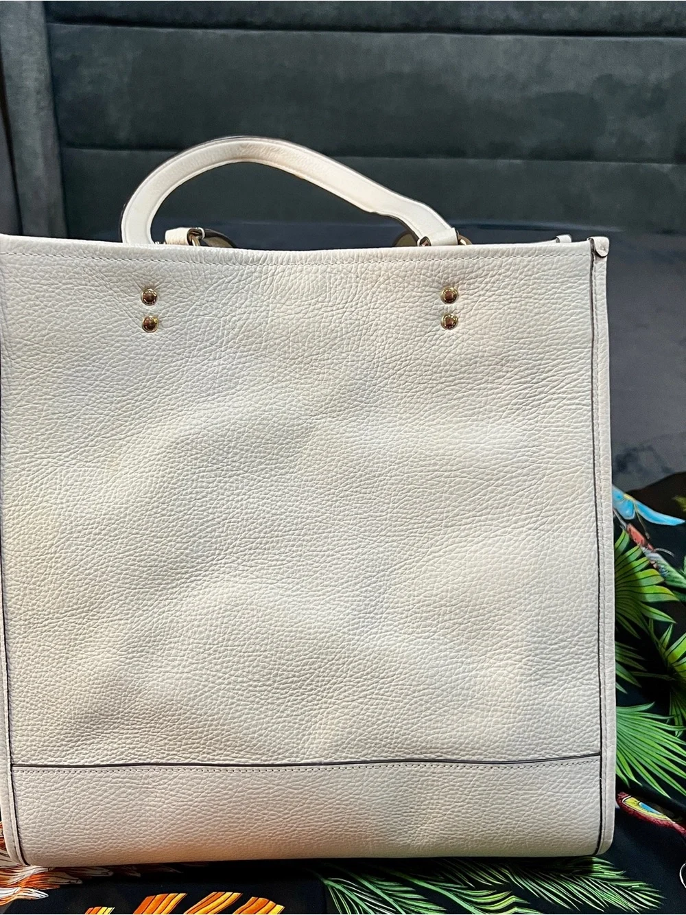 Coach Dempsey Chalk Carryall Tote Leather Shopper Work School Satchel Handbag